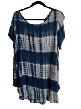 Emerald Navy & White Tie-Dye Short Sleeve Tunic